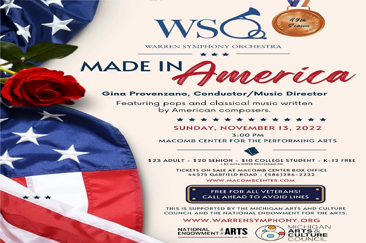 WARREN SYMPHONY ORCHESTRA KICKS OFF 49TH SEASON WITH PATRIOTIC “MADE IN AMERICA” CONCERT