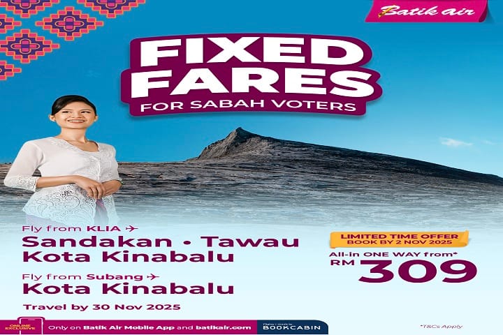 Sabahans, it’s time to fly home – Batik Air Offers Fixed Fares for RM309! Sabahans, it’s time to fly home – Batik Air Offers Fixed Fares for RM309!
